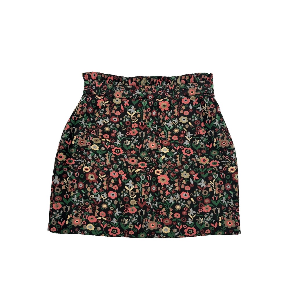 TOPSHOP Floral Skirt Dark Tapestry Jacquard Embroidered Skirt Size 6 Fairy boho